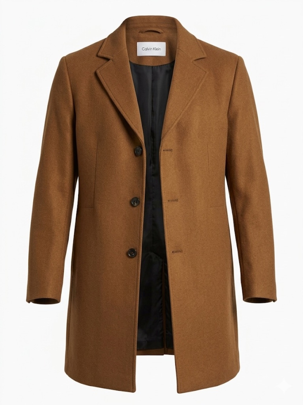 Calvin Klein Women's Camel Brown Single-Breasted Wool Coat - SZ XL
